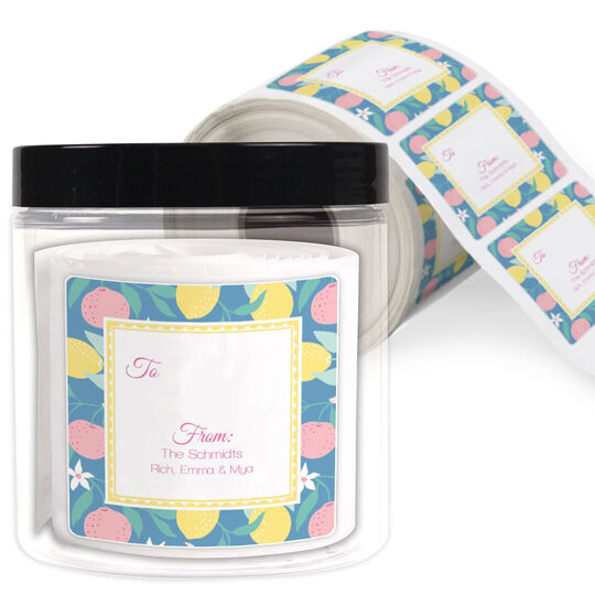 Tropical Fruit Square Gift Stickers in a Jar